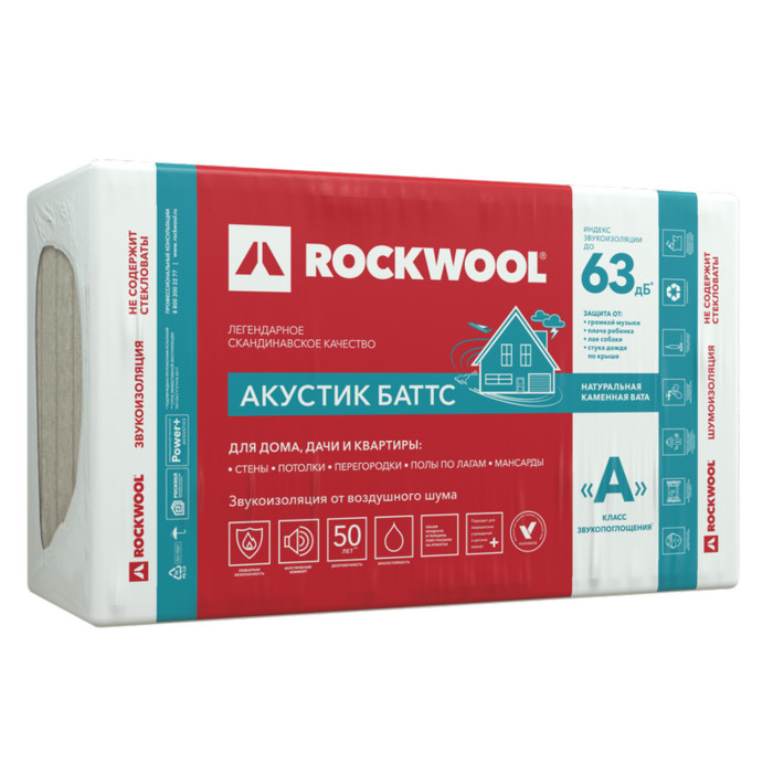 Звукоизоляция Роквул Акустик Баттс 50х600х1000